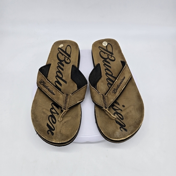 Budweiser Shoe Men 14 Thong Sandals Brown - Picture 8 of 8